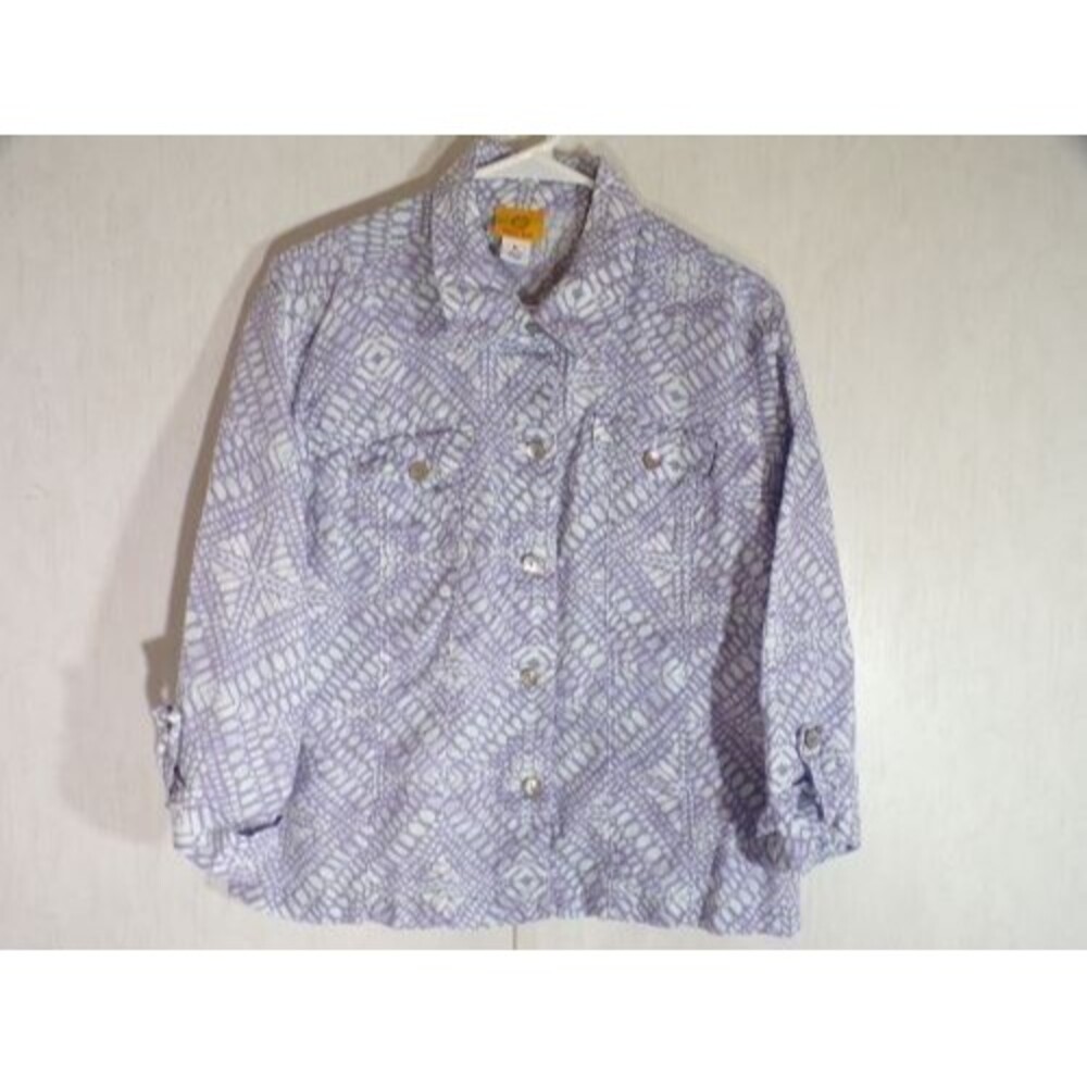 Ruby Rd Womens 3/4 Sleeve Button Front 100% Linen Jacket XL Multicolor Washable